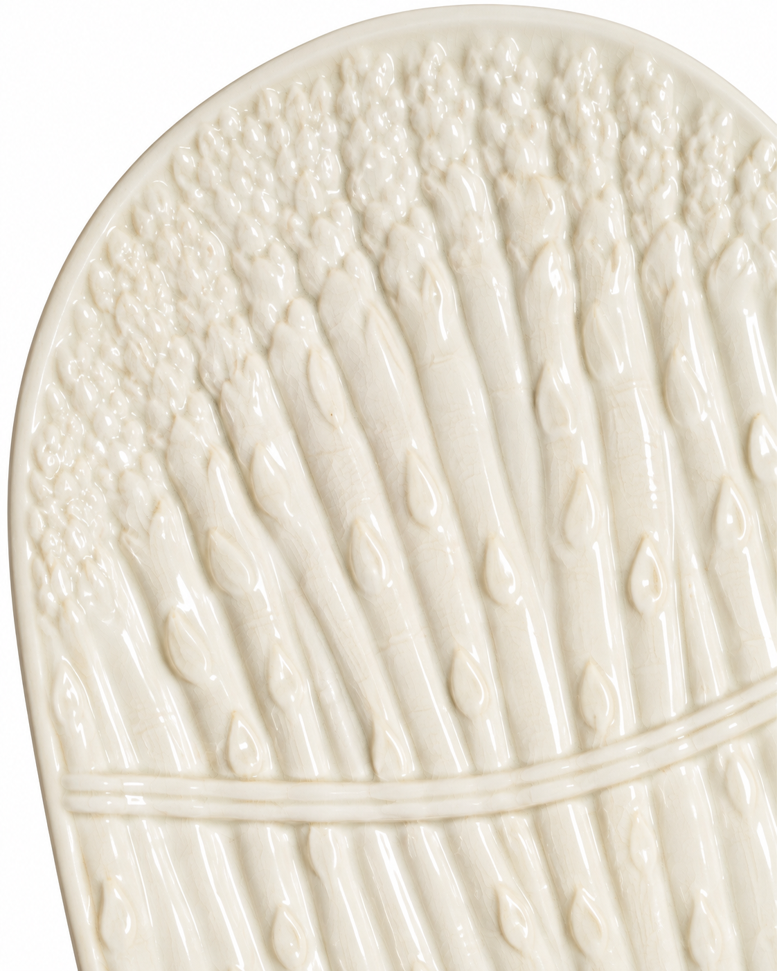 Vintage Loucarte Portugal White Asparagus Serving Platter — Sculptural Majolica