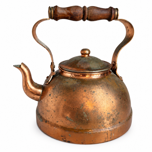 Vintage Tagus R.52 Portuguese Copper Kettle — Wood Handle & Original Patina