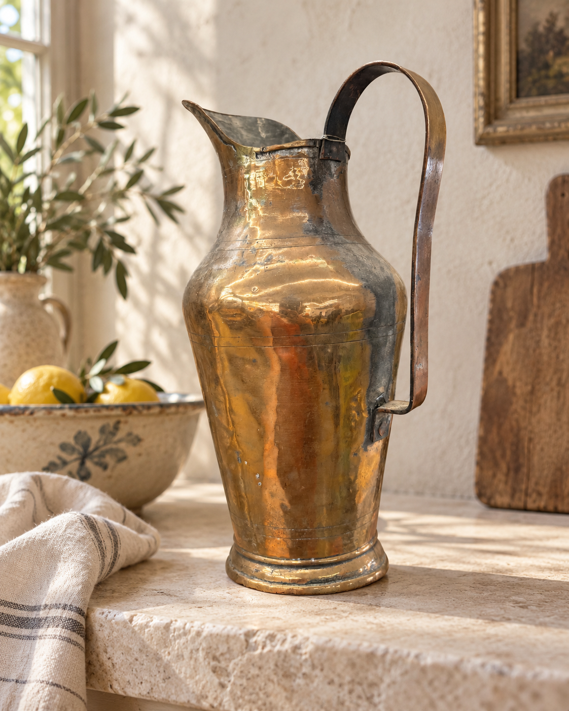 Antique 19th-Century Copper Milk Pitcher — South of France