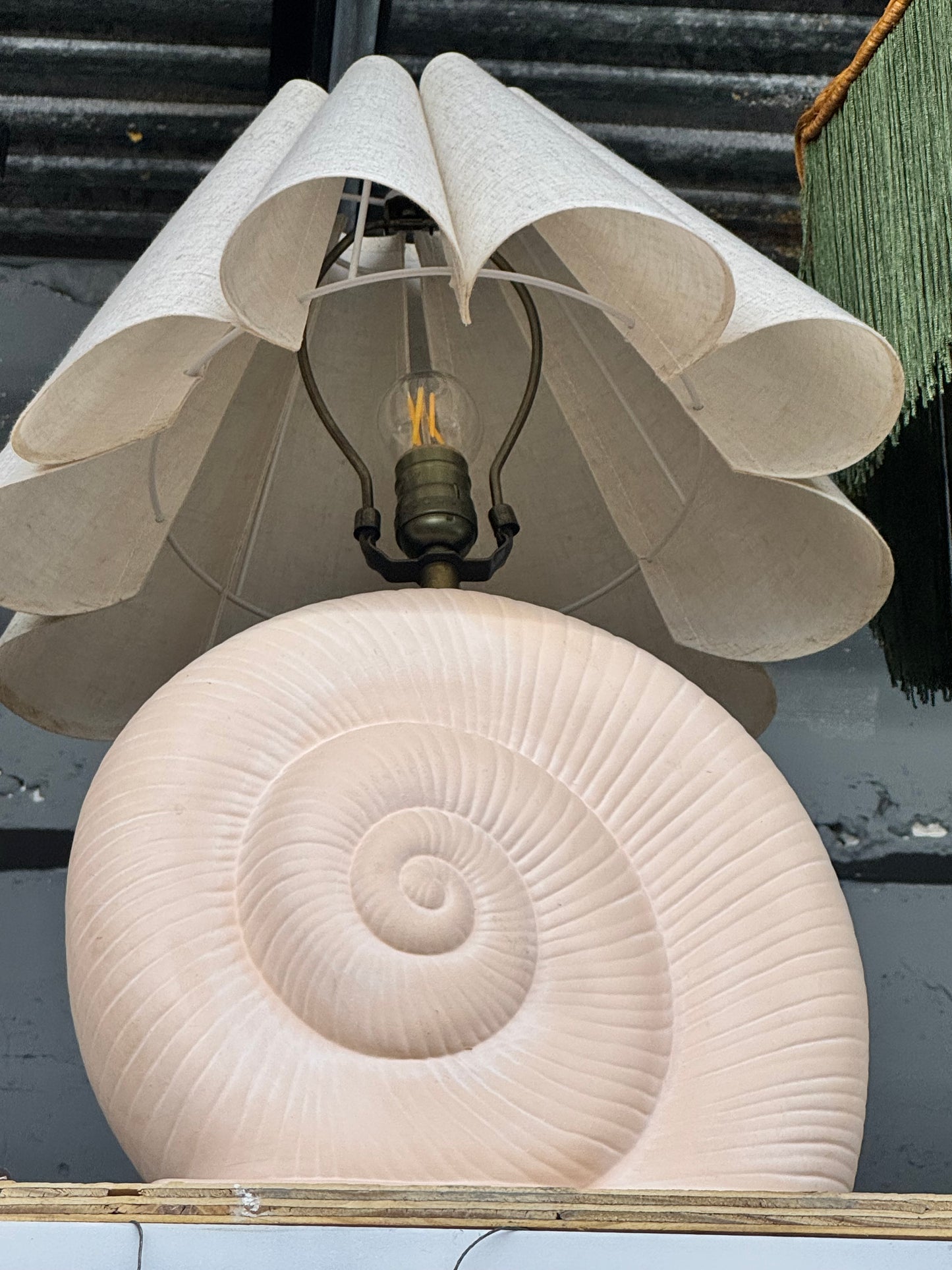 La Nautilia pair of restored vintage shell lamps by DĒSSO CURATED