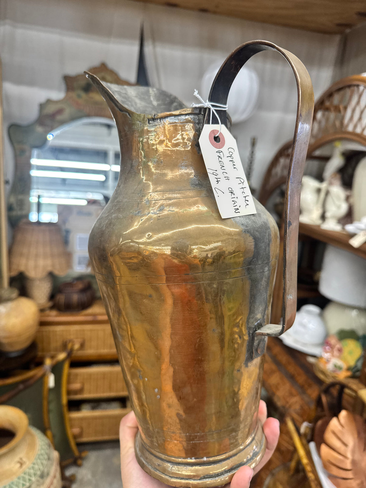 Antique 19th-Century Copper Milk Pitcher — South of France