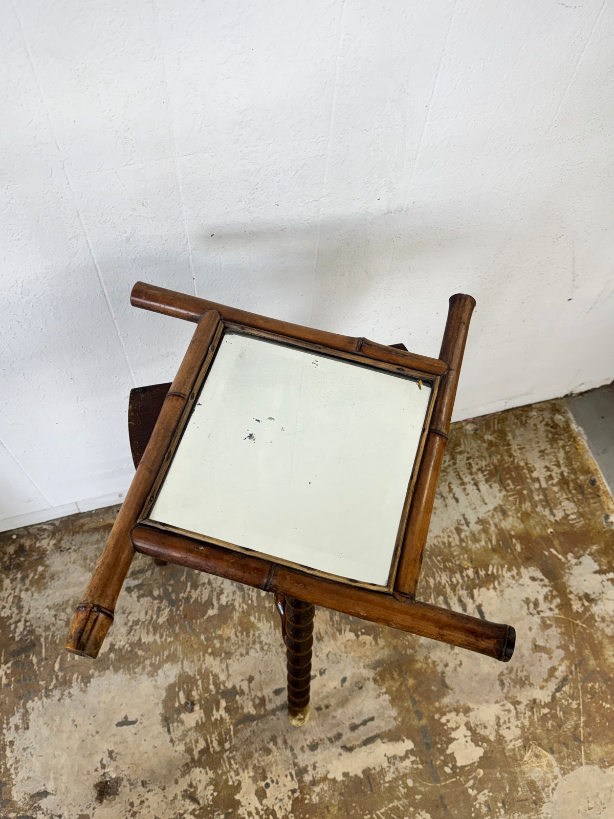 Vintage French Petite Faux Bamboo Beveled Wall Mirror