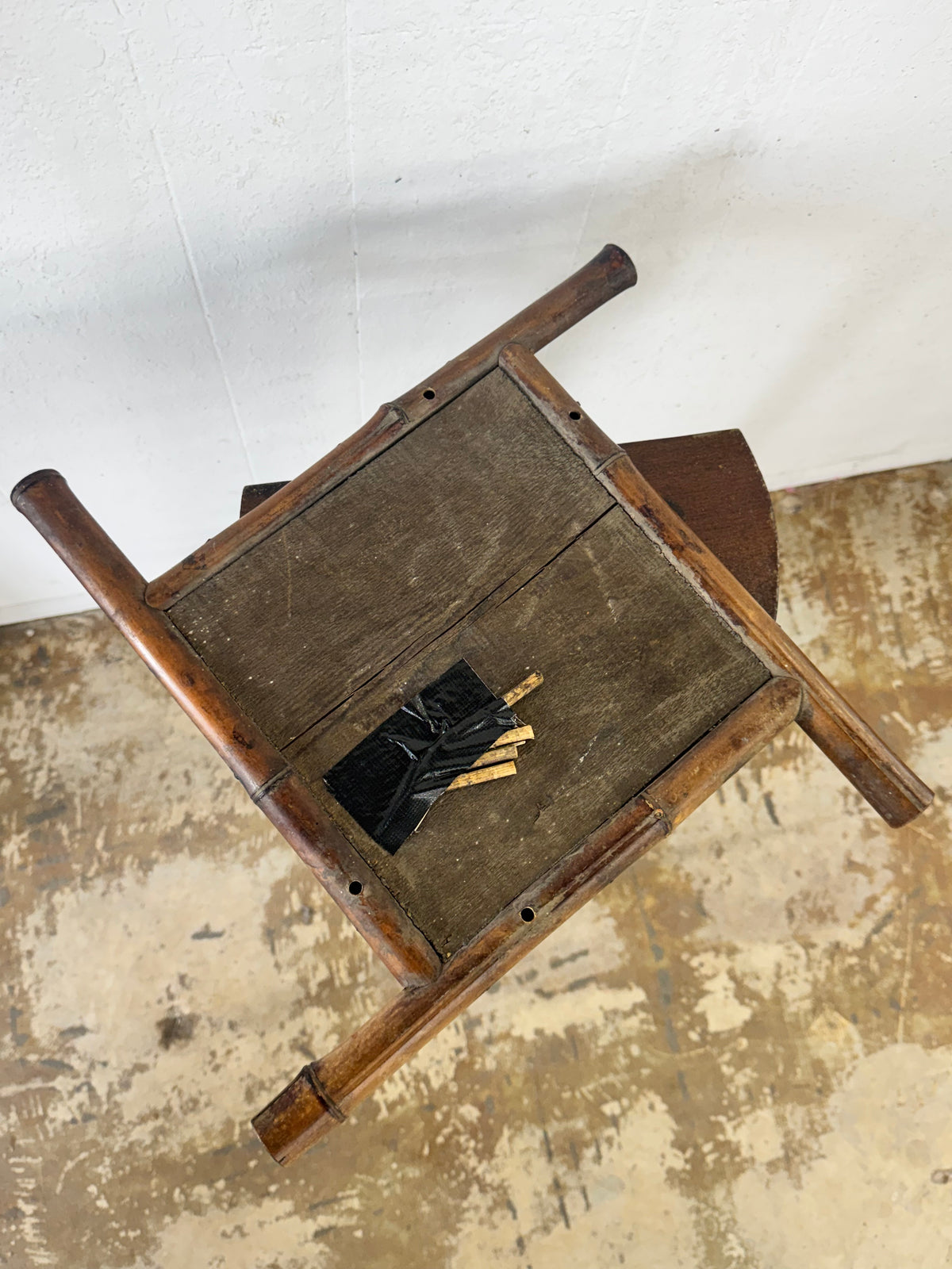 Vintage French Petite Faux Bamboo Beveled Wall Mirror