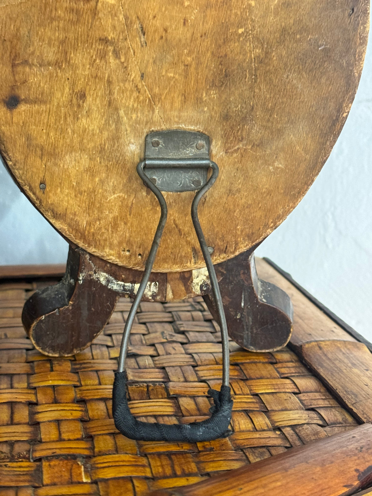 Antique French Repoussé Metal Table Mirror with Green Glass Accents, c. 1900–1930