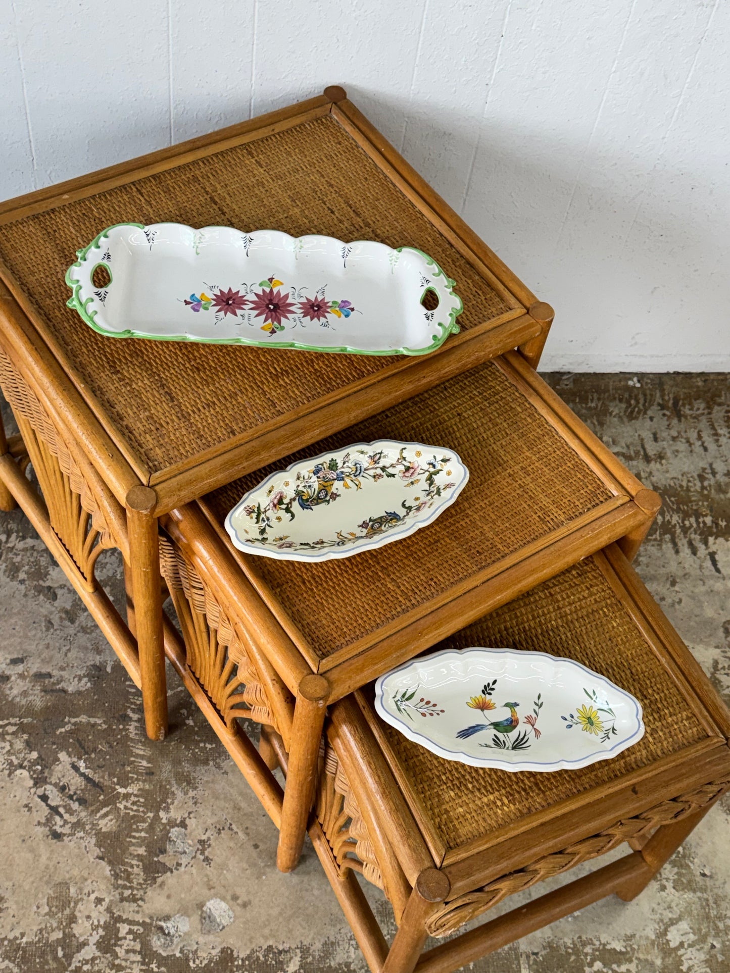 Vintage Portuguese Hand-Painted Floral Serving Tray — Portugal, c. 1985