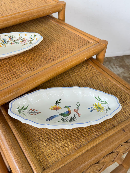 Vintage Gien Oiseaux de Paradis Small Serving Dish — France, 7"