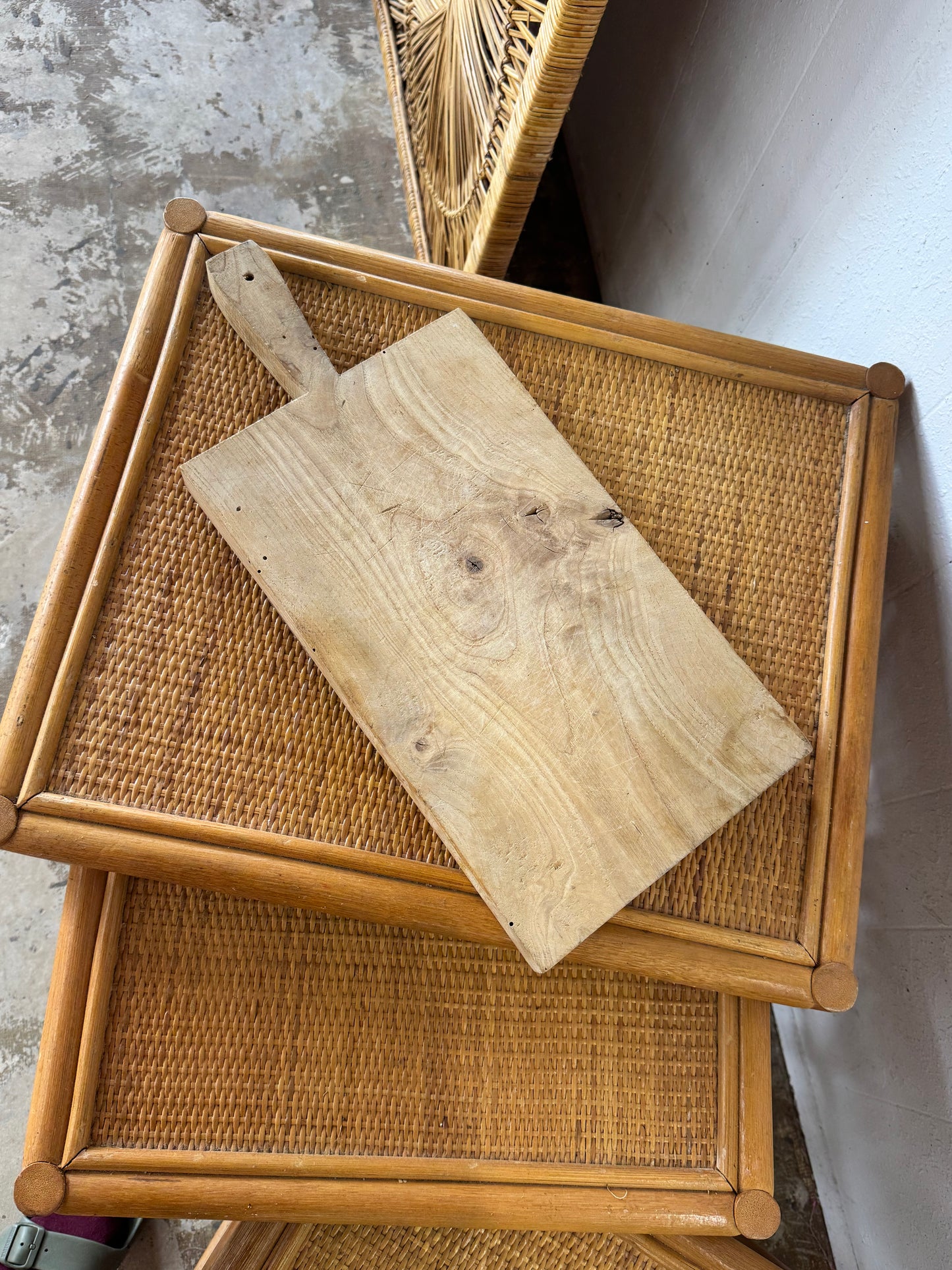 Antique French Provincial Hardwood Paddle Cutting Board, c. 1900–1930