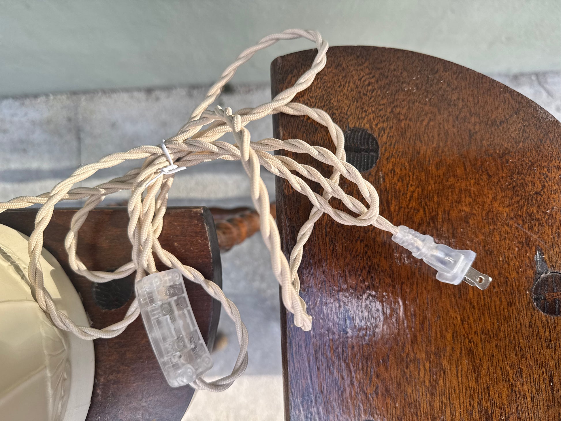 Rewired pineapple lamp cords with clear plugs and inline switches