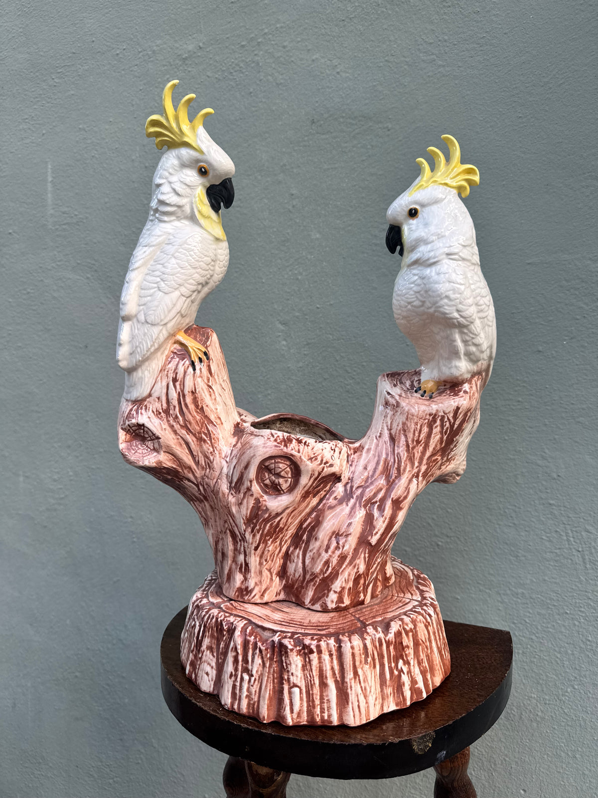 Vintage American Double Cockatoo Ceramic Planter, c. 1960s–70s