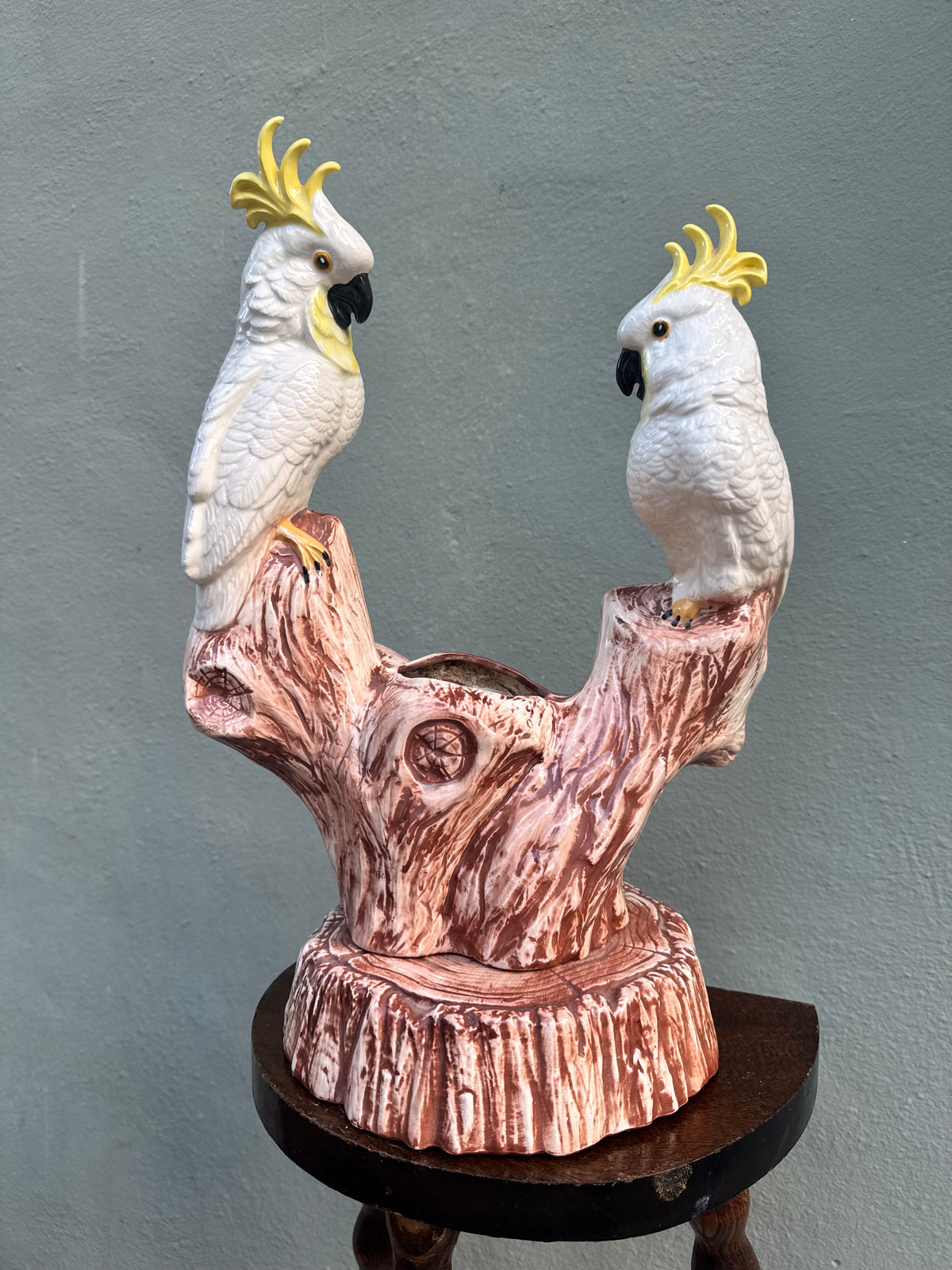 Vintage American Double Cockatoo Ceramic Planter, c. 1960s–70s