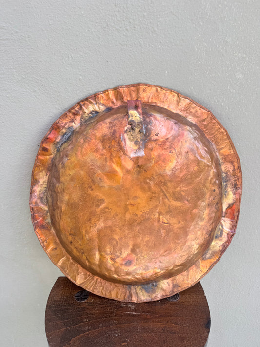 Vintage Hand-Hammered Copper Wall Plate — 16" Sculptural Charger