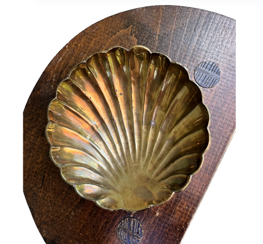 Vintage Brass Scallop Shell Footed Trinket Dish