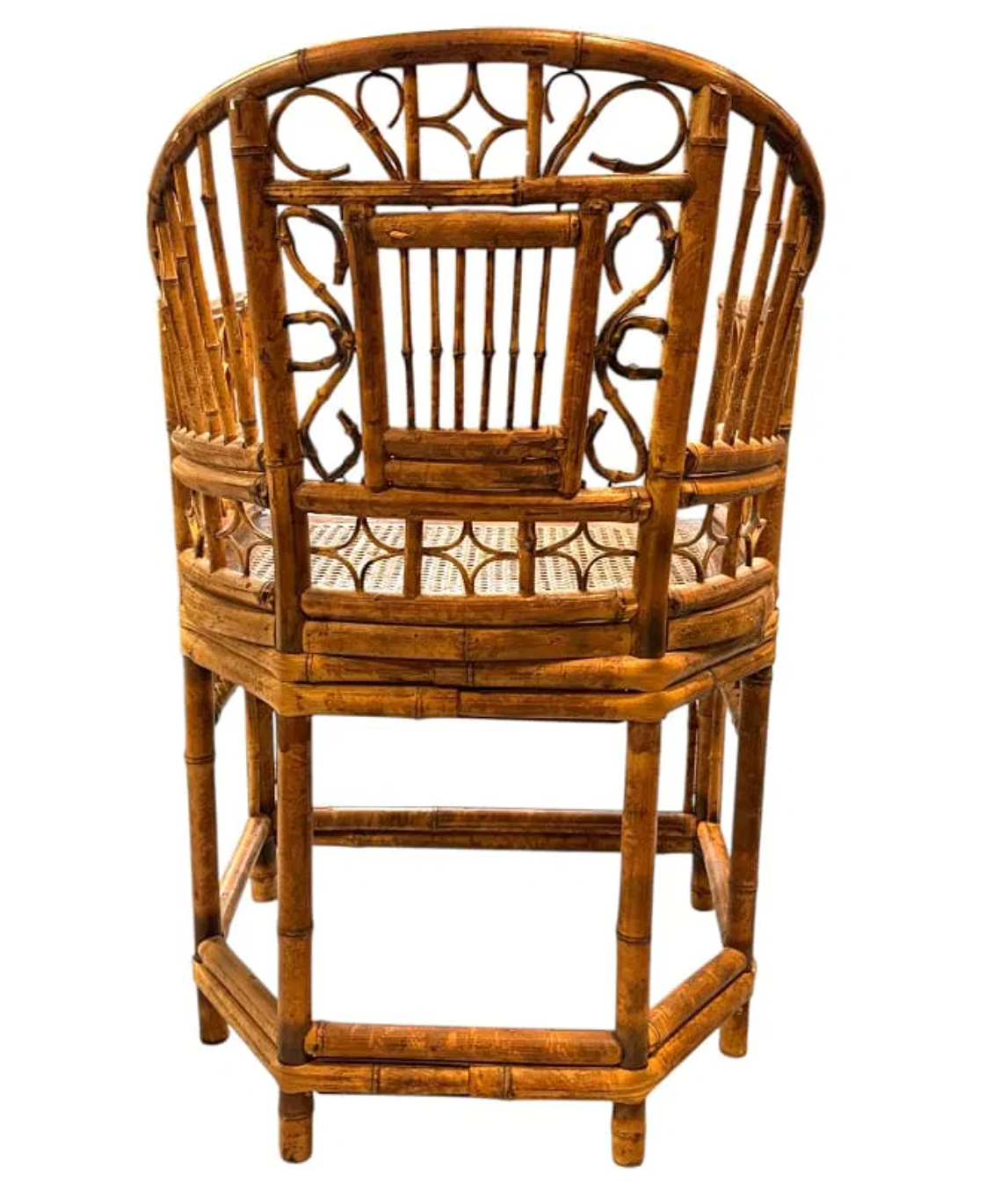 Vintage Brighton Pavilion–Style Rattan & Cane Armchair