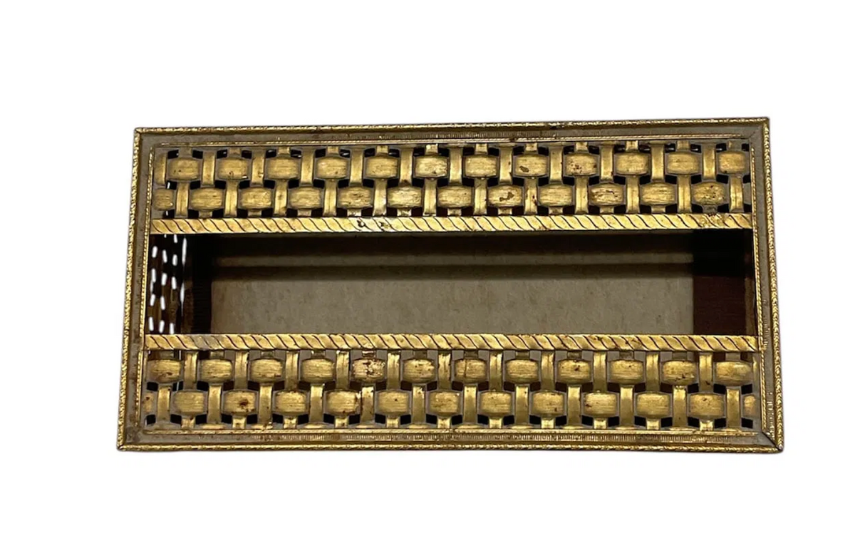 Vintage Stylebuilt Hollywood Regency Gold-Tone Tissue Box Holder