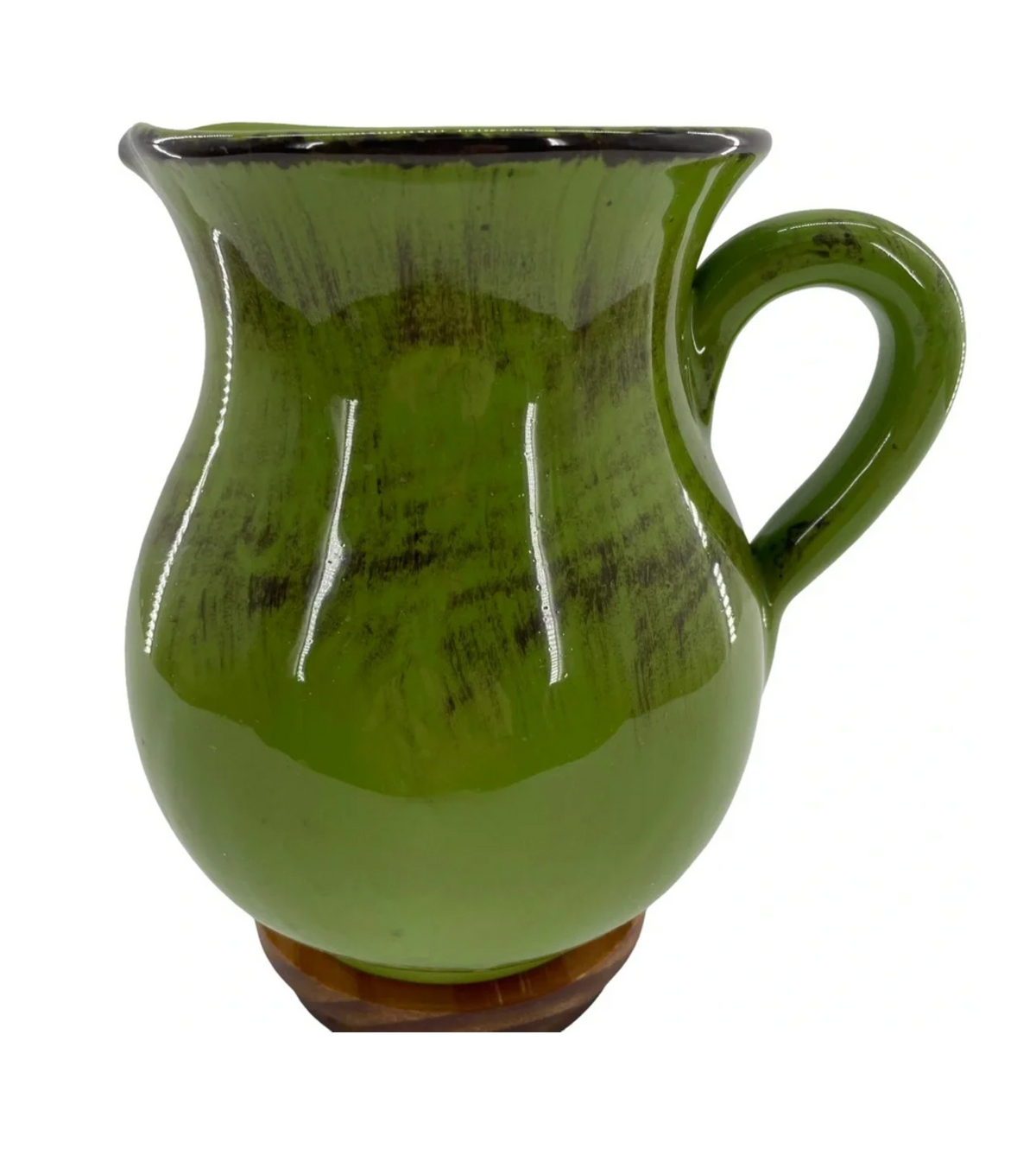 Vintage De Silva Terre d’Umbria Green Glazed Terracotta Pitcher — Made in Italy