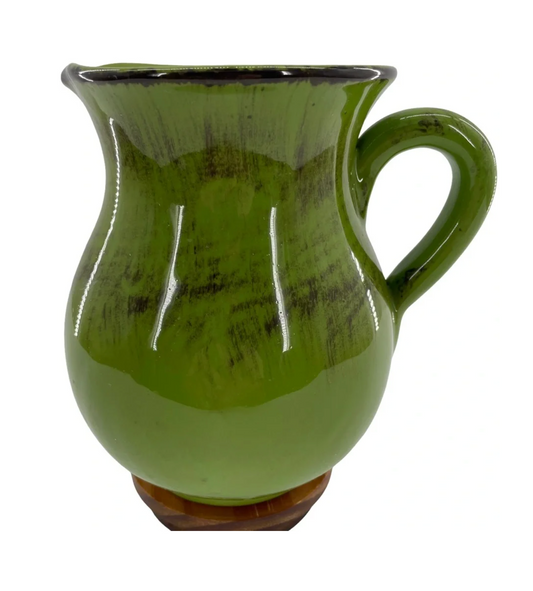 Vintage De Silva Terre d’Umbria Green Glazed Terracotta Pitcher — Made in Italy