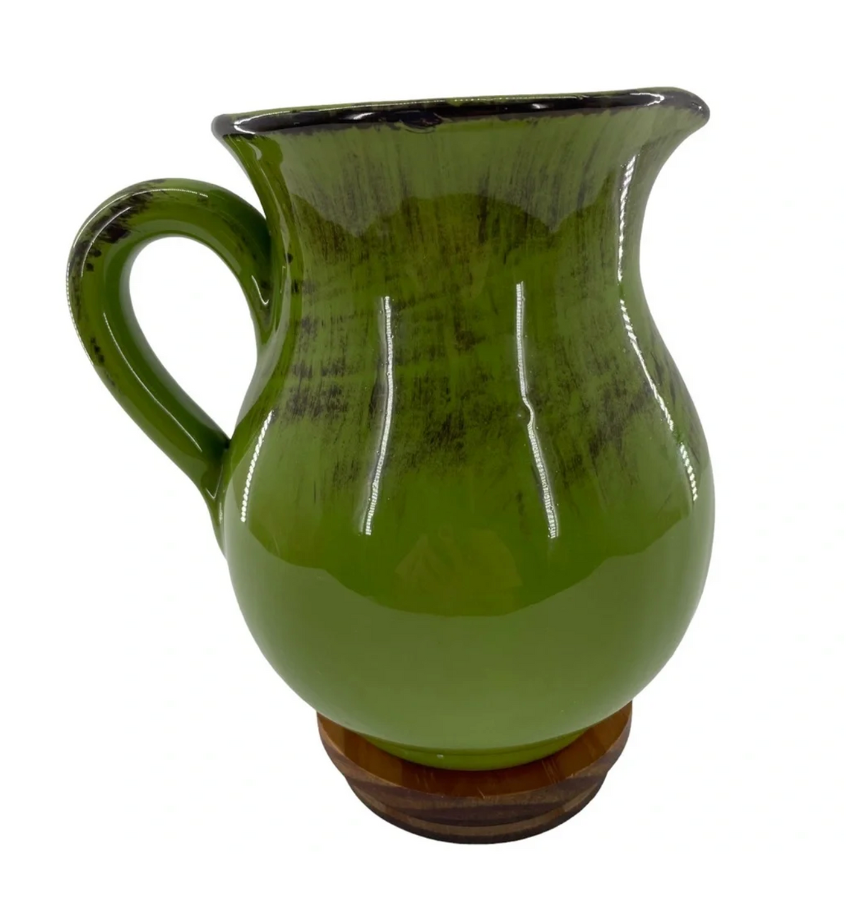 Vintage De Silva Terre d’Umbria Green Glazed Terracotta Pitcher — Made in Italy