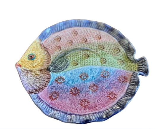 Vintage Italian Hand-Painted Ceramic Fish-Shaped Serving Plate — Made in Italy