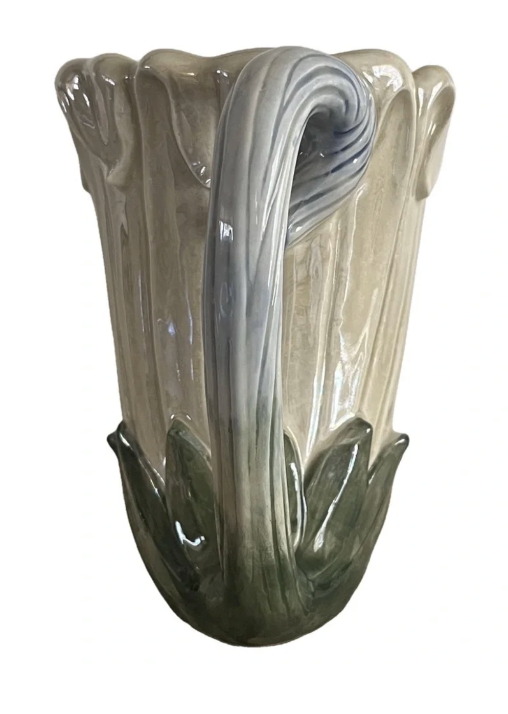 Vintage Fitz & Floyd Iridescent Lily Pitcher Vase — Hand-Painted Floral Ceramic