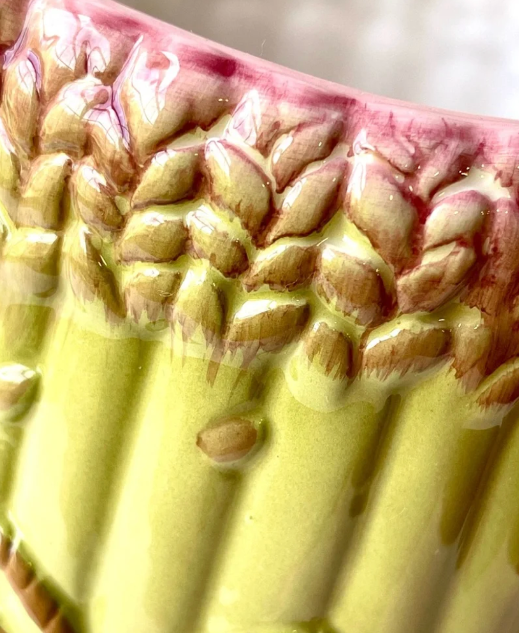 Vintage Albert Kessler Majolica Asparagus Pitcher — Sculptural Vegetable Jug
