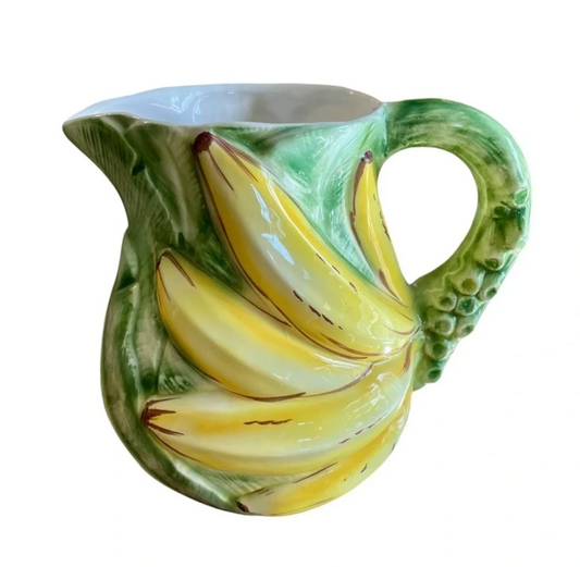 Vintage Ancora Italy Hand-Painted Majolica Banana Pitcher — 64 oz.