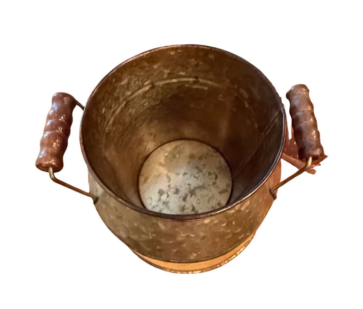 Vintage-Style Rustic Hammered Metal Milk Can Planter — Farmhouse Decorative Vessel