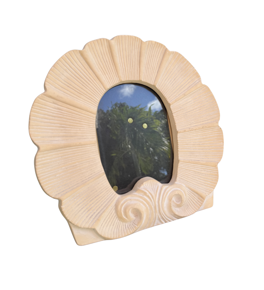 Vintage Italian Plaster Shell Mirror | Coastal Cream, circa 1980s