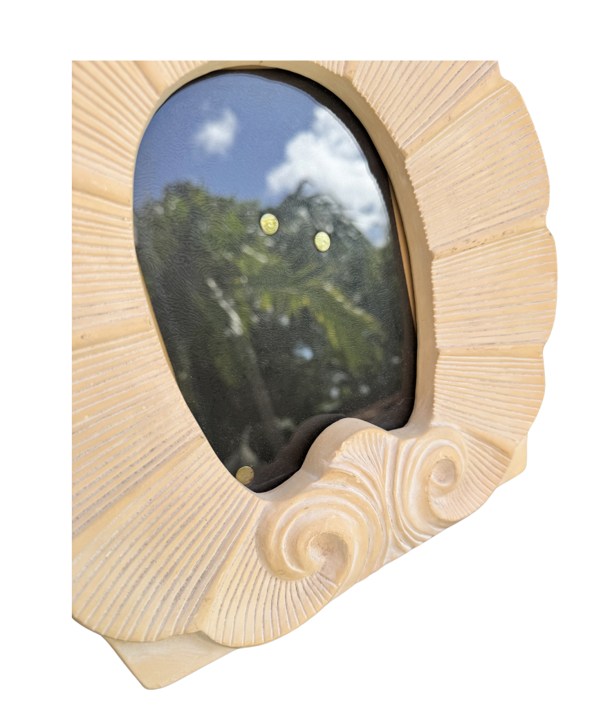 Vintage Italian Plaster Shell Mirror | Coastal Cream, circa 1980s