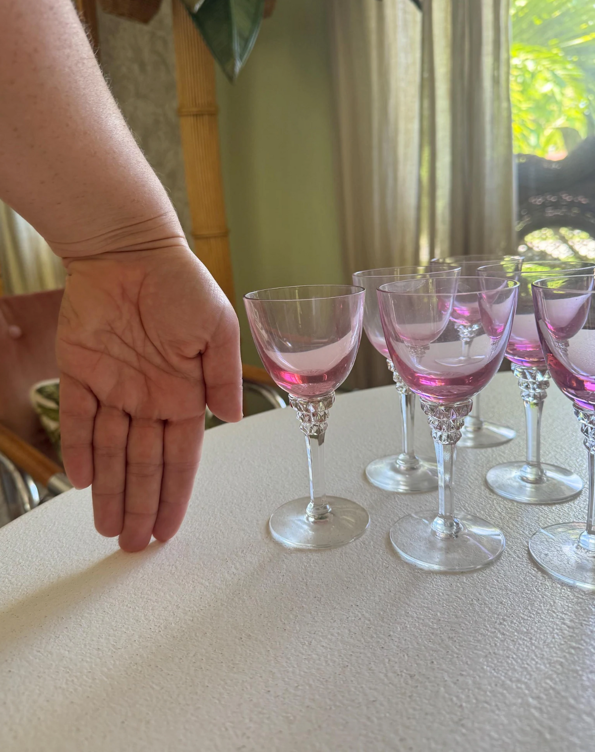 Vintage 1970s Portuguese Pink Amethyst Wine Goblets — Sets of 4, 6 or 10