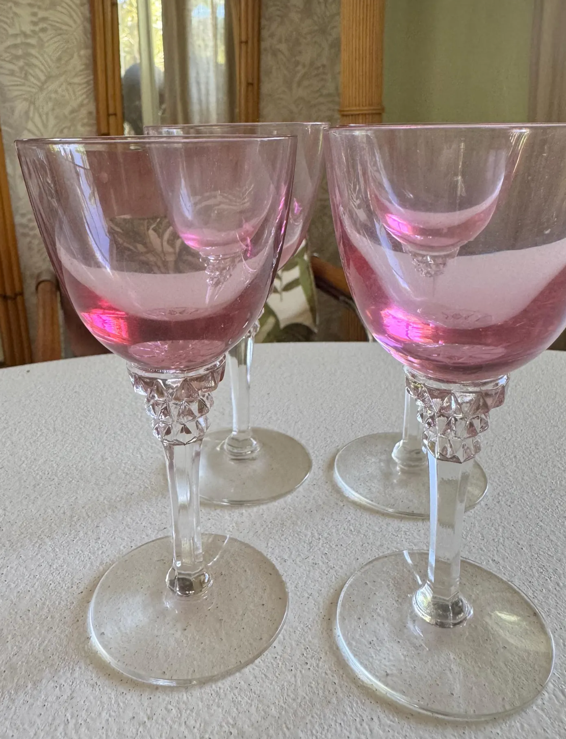 Vintage 1970s Portuguese Pink Amethyst Wine Goblets — Sets of 4, 6 or 10