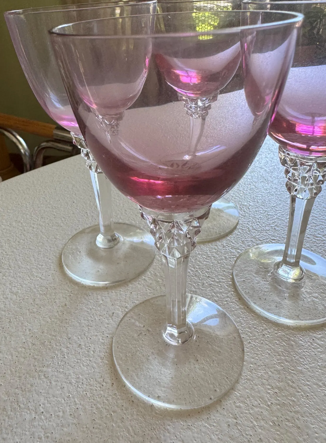 Vintage 1970s Portuguese Pink Amethyst Wine Goblets — Sets of 4, 6 or 10
