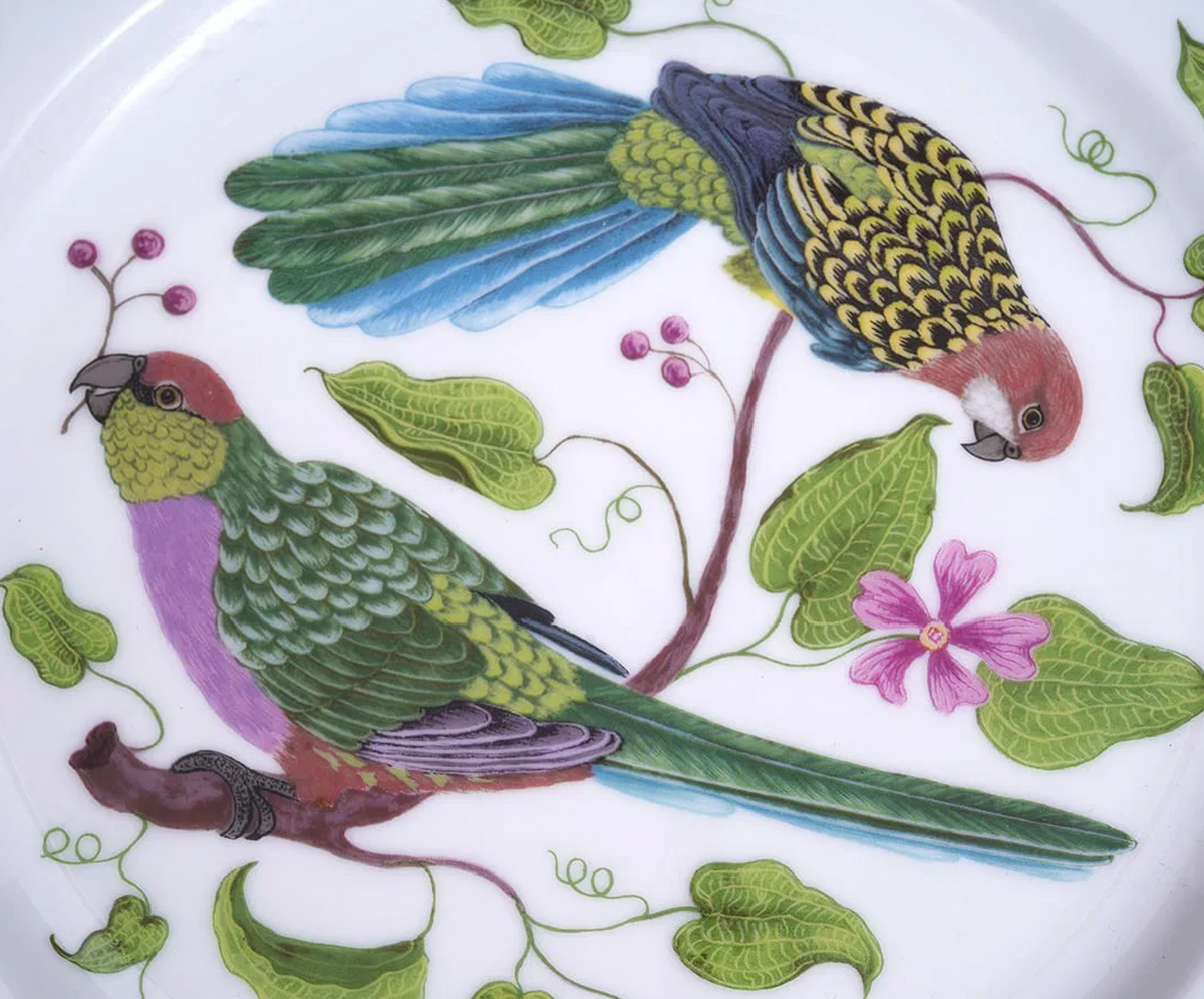 Vintage Lynn Chase “Parrots of Paradise” Porcelain Charger — 12"