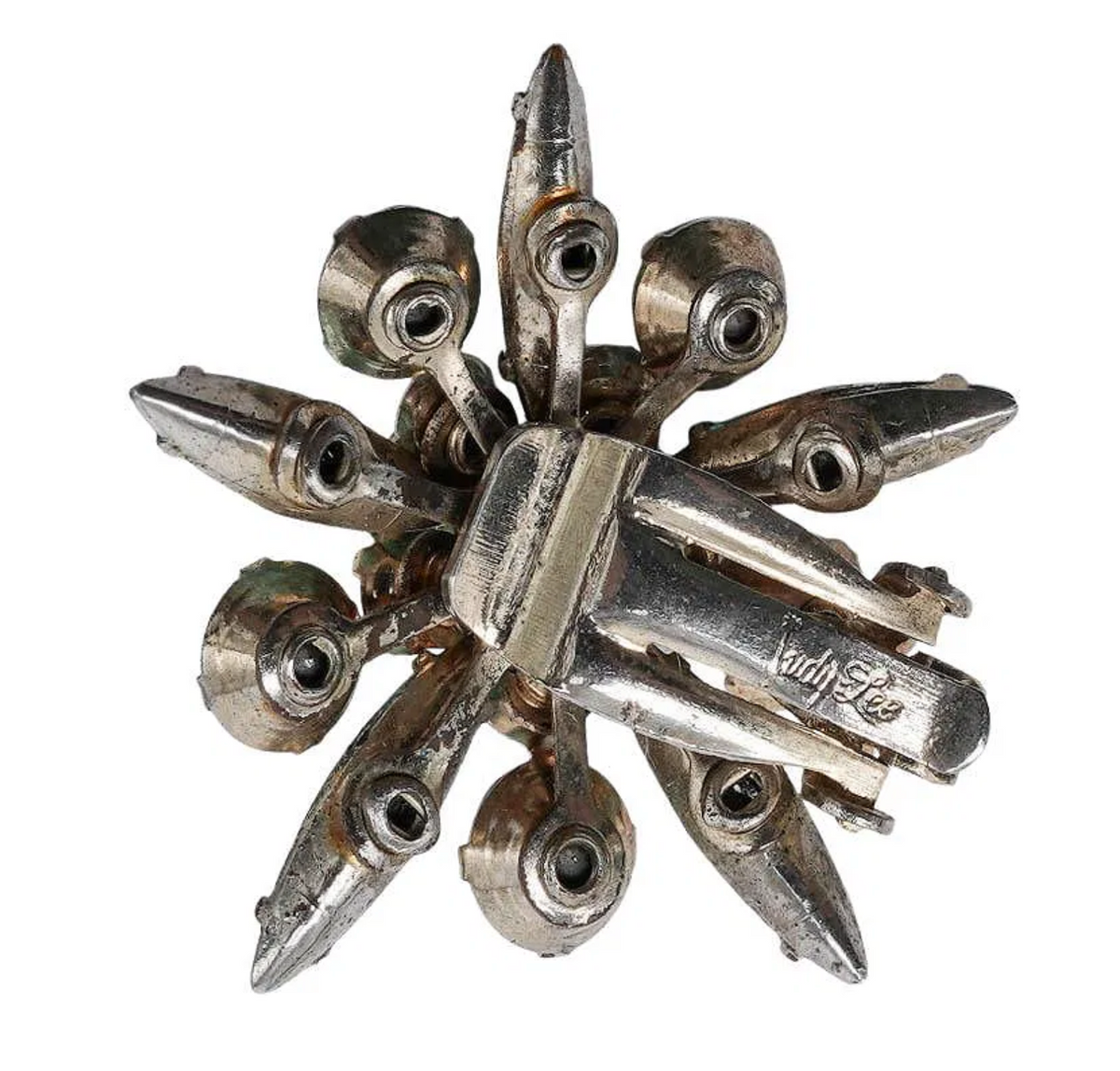 Vintage Judy Lee Rhinestone Clip-On Earrings — Silver Tone