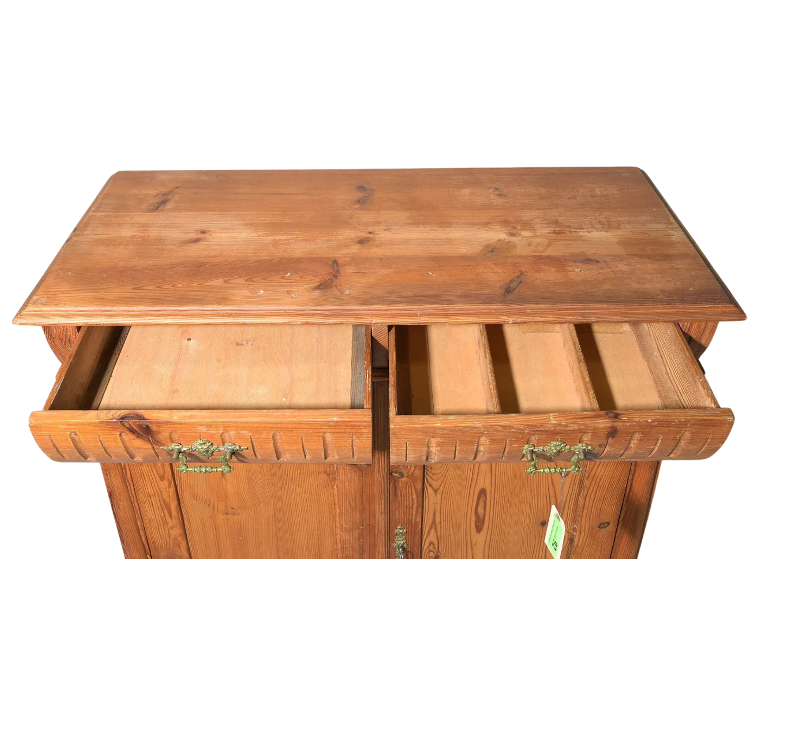 Antique Swedish Pine Double-Door Cabinet