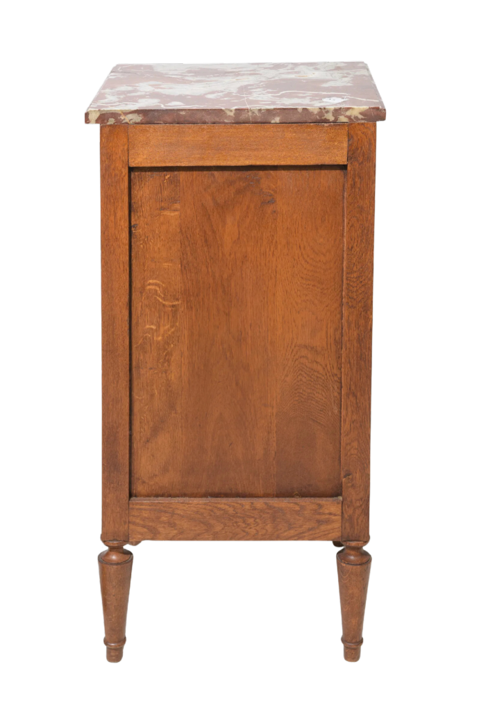 French Louis XVI Style Marble-Top Nightstand / Side Cabinet
