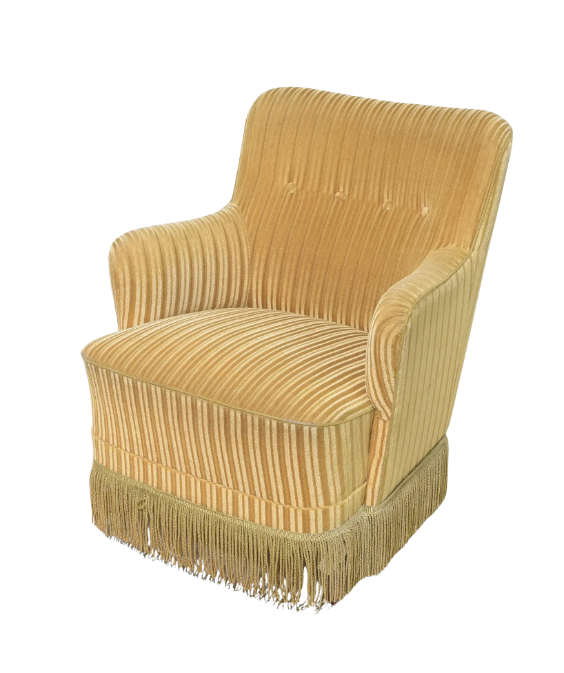 Vintage Danish Upholstered Crapaud-Style Lounge Chair