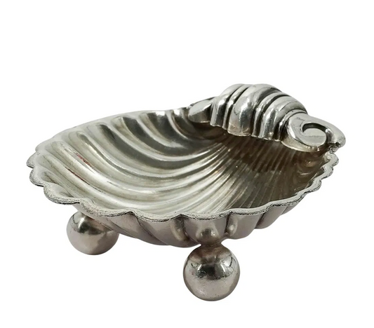 Early 20th-Century English Silver-Plated Shell Salt Cellar