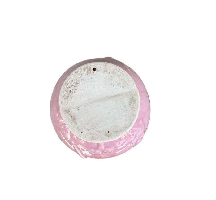 1960s Japanese Pink Ceramic Bird & Cherry Blossom Vase
