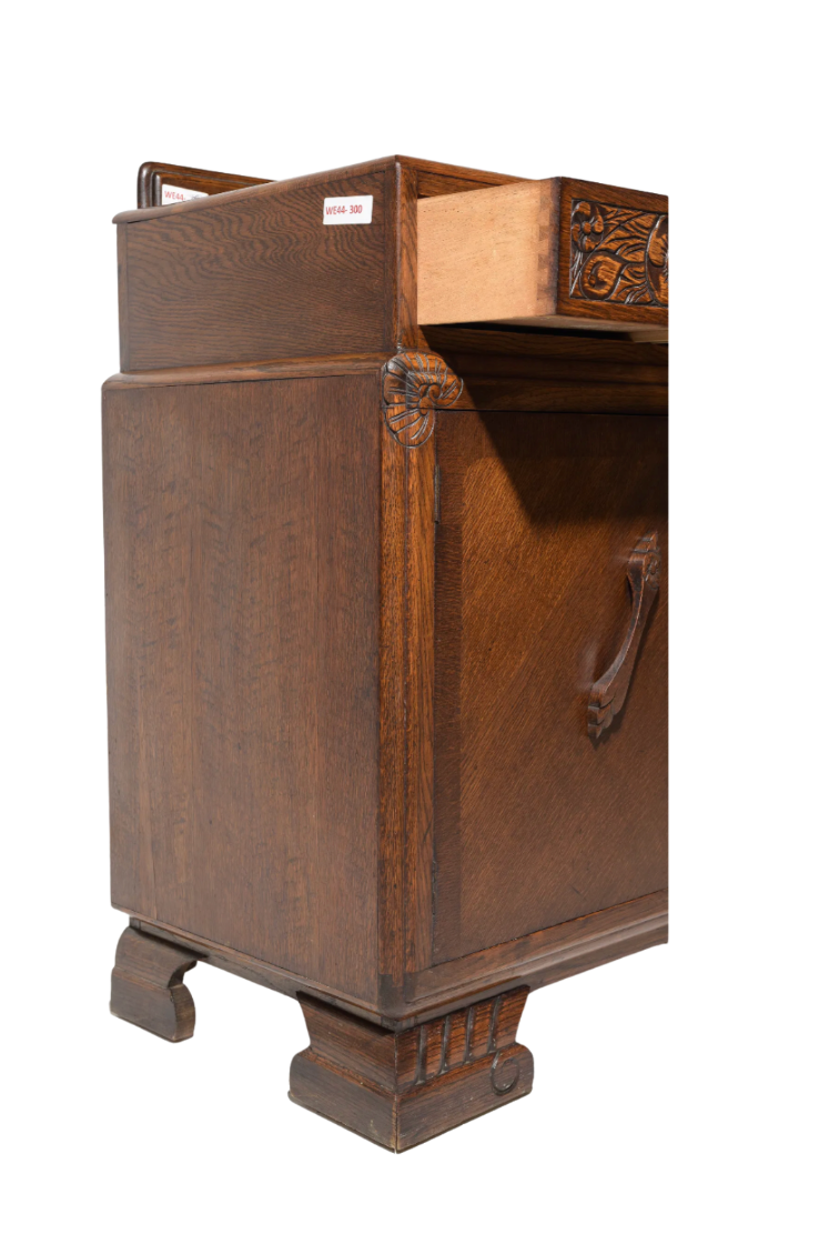 Vintage Tudor Revival Carved Oak Buffet Server / Sideboard