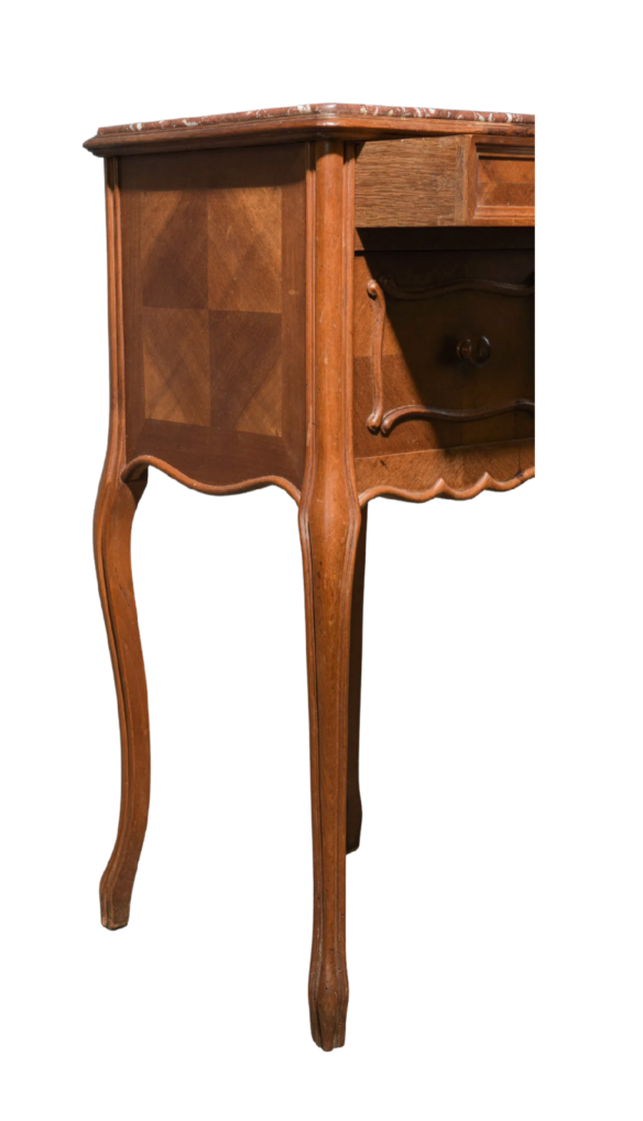 18th C. Vintage Louis XVI Style Marble-Top Nightstand / Side Table