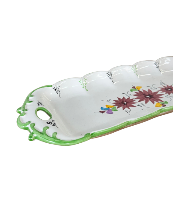 Vintage Portuguese Hand-Painted Floral Serving Tray — Portugal, c. 1985