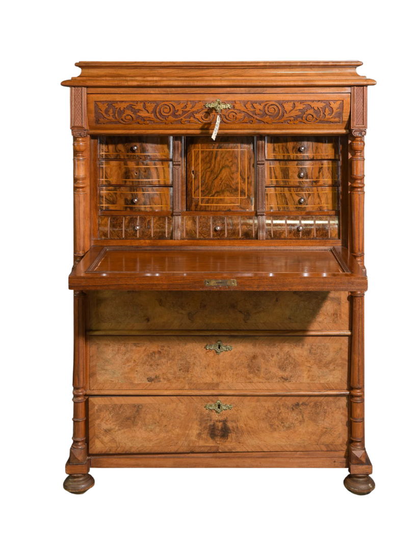 Vintage Swedish Walnut Secretary Chiffonier — c. 1930s