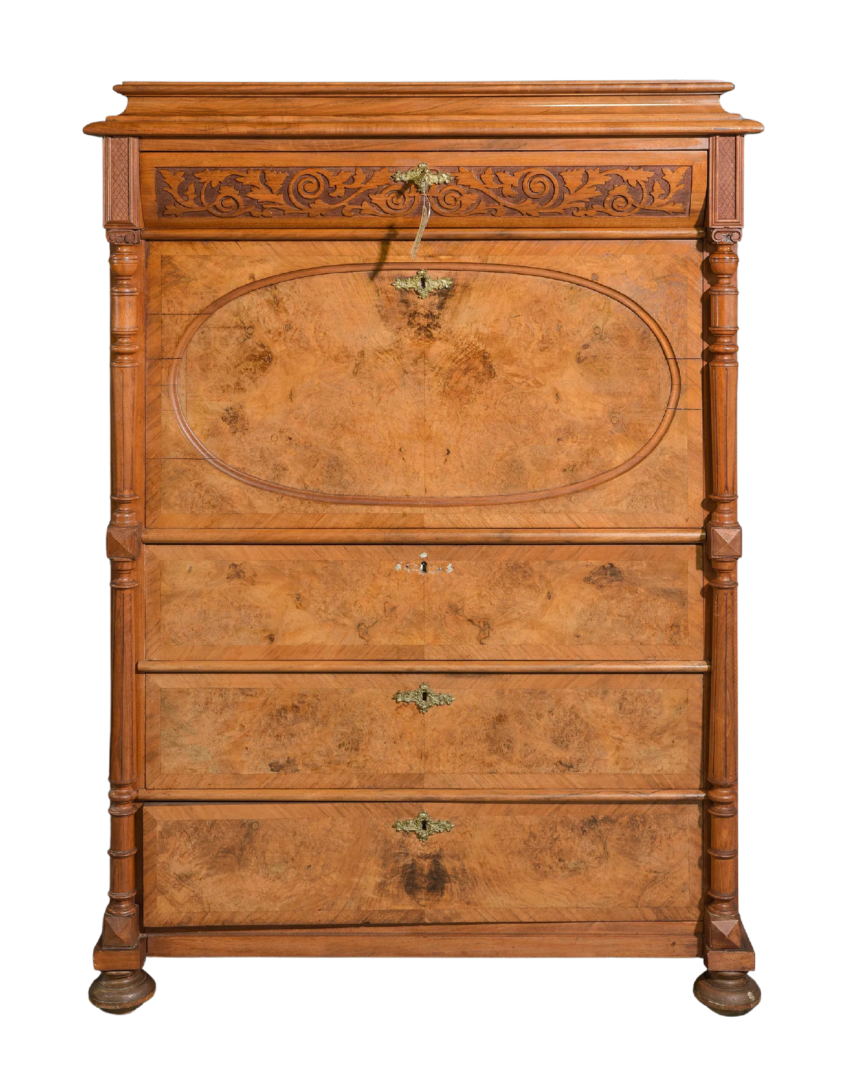 Vintage Swedish Walnut Secretary Chiffonier — c. 1930s