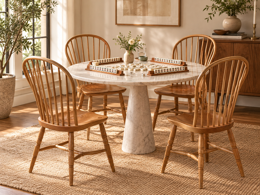 Vintage Spindle-Back Dining Chairs — Set of Four