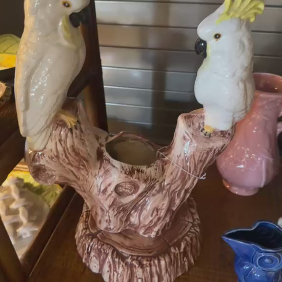 Vintage Great Plains ceramic cockatoo planter made in USA