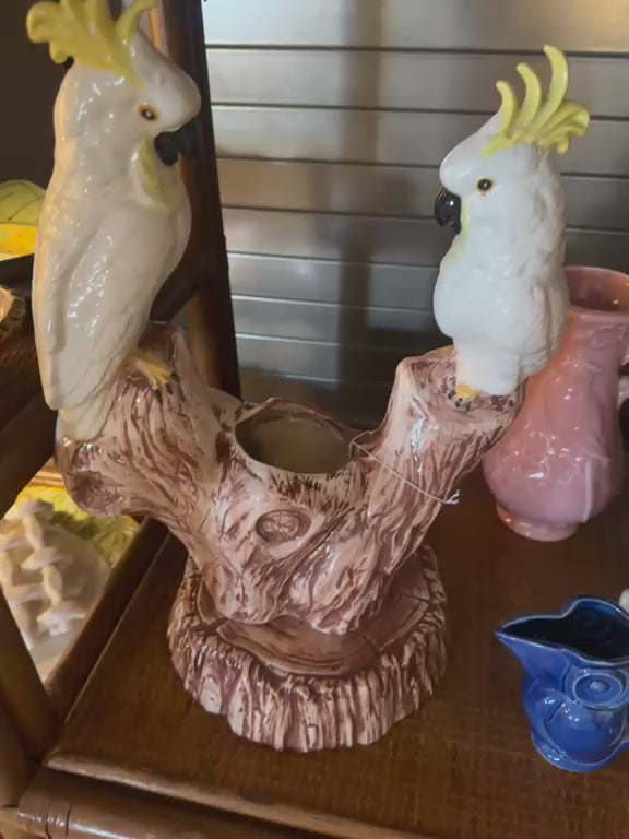 Vintage Great Plains ceramic cockatoo planter made in USA