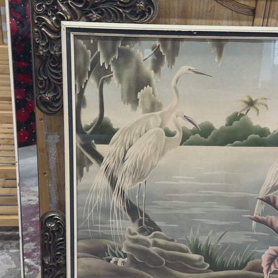 White egrets in a misty lakeside landscape by Turner Manufacturing